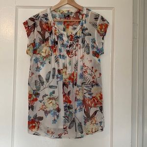 Daniel Rainn short sleeve floral blouse with attached camisole